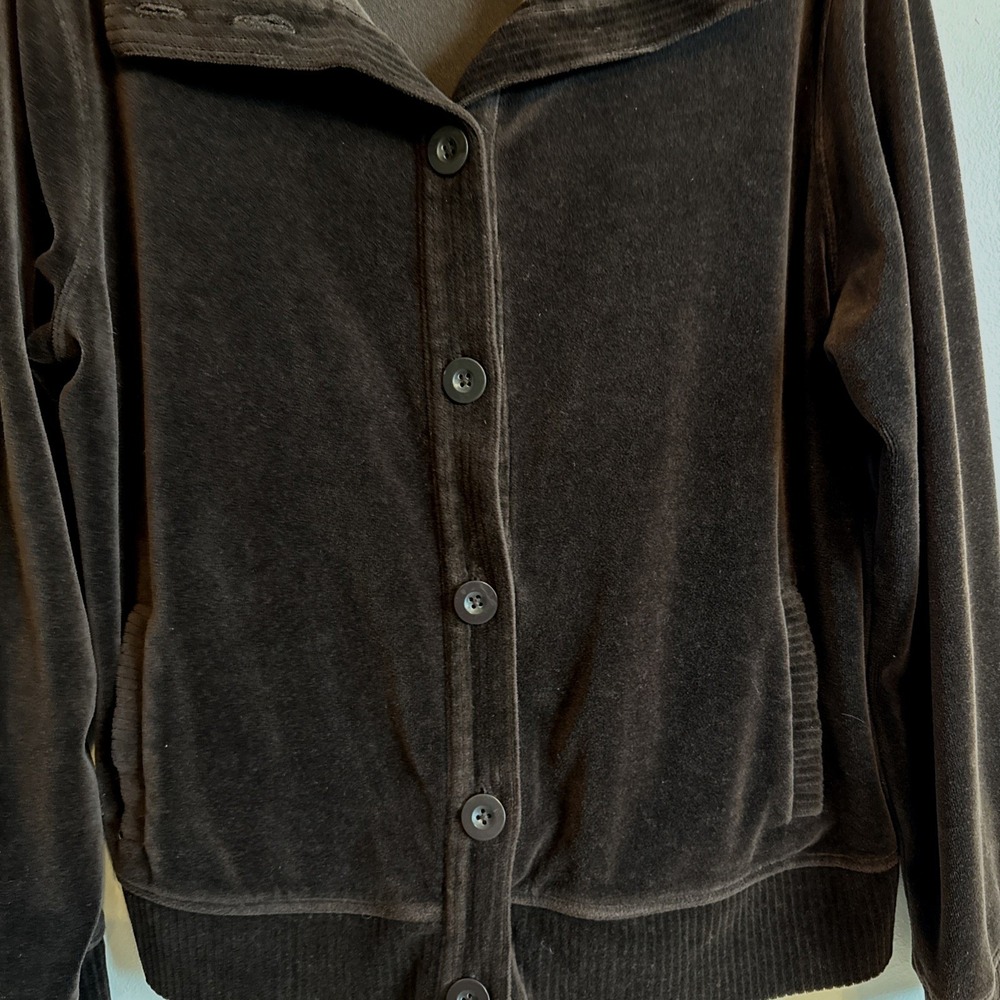 White Stag Womens Button Jacket XL Brown Velour 90s Cozy Fairy Layers Timeless - Picture 3 of 12